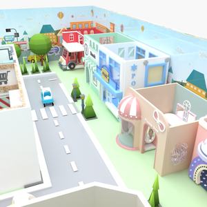 منزل لعب دور الطفل التظاهر بالمدينة التجارية ، منطقة لعب داخلية ناعمة للأطفال ، معدات ملعب داخلي للأطفال - Product Image 3