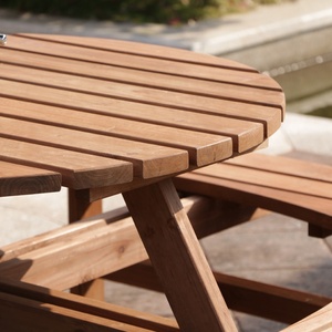 Tích hợp thiết kế ngoài trời khách sạn bãi biển Patio Dã Ngoại gỗ làm vòng bàn ăn và băng ghế - Product Image 5