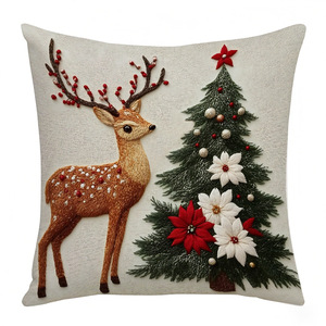 <b>Christmas</b> Pillowcases Festive <b>Reindeer</b> and Bunny Decorations Sofa Decorations 45x45cm Square Plush Soft Fashionable - Product Image 3