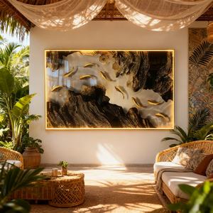 Pintura Moderna Musulmana LED Abstracta con Paisaje de Pez, Arte de Pared, Decoración del Hogar, Pintura de Porcelana de Cristal al por Mayor - Product Image 4