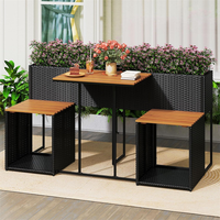 Table surélevée en rotin tressé à prix abordable, ensemble de mobilier de patio extérieur pour plantes aromatiques et fleurs