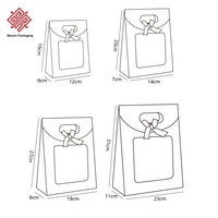 Sacs d'emballage transparents à fenêtre à clapet Baoren en stock, sacs à poignée en gros, sacs en papier d'emballage cadeau pour grands cadeaux