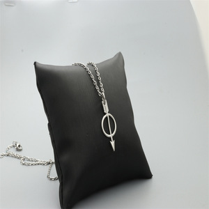 Collier pendentif flèche en acier inoxydable, bijoux unisexe à la mode, couleur argent blanc, cadeau - Product Image 4