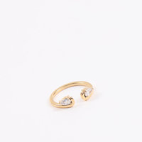 Bague tendance en acier inoxydable plaqué or 18 carats avec double zircon et cristal, fine et élégante, idéale comme cadeau