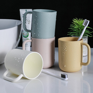 Thickened Drop Resistant Plastic Toothbrush Cup With Handle Simple Solid Color Mouthwash Cup For Household And Dormitory Use - Product Image 3