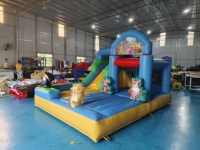 Popular China comercial barato dibujos animados salto trampolín niños castillos deslizamiento tobogán Combo inflable