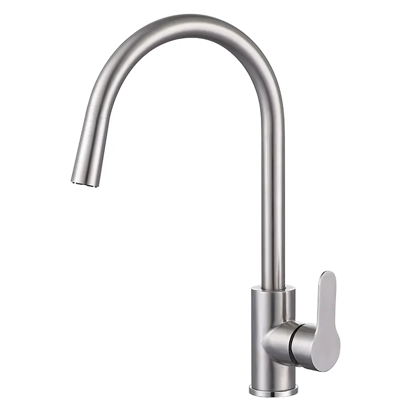 Brushed Surface Single Handle Kitchen Mixer Taps with Soft Water Stainless Steel Faucet in Kitchen