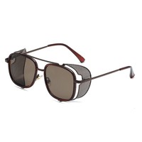 Nouvelles lunettes de soleil polarisées UV400 de haute qualité, style steampunk vintage, monture carrée colorée, verres PC, dorées, unisexes