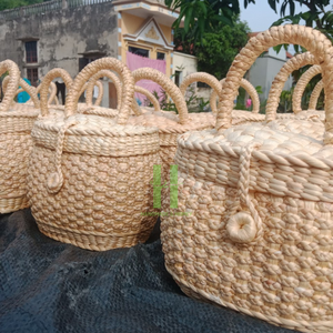 Sac à main en paille Boho sac de plage tissé pour sac à main en jacinthe d'eau d'été panier tissé à la main de HNH Craft Vietnam - Product Image 4