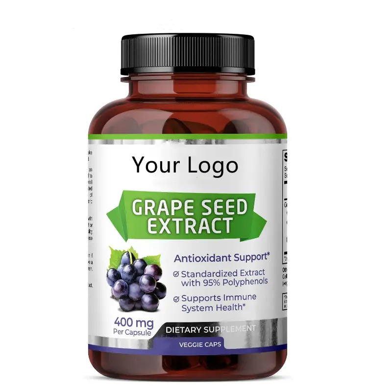 Grape Seed Extract Vegan Capsules 95% Polyphenols (Proanthocyanidins) Potent 50:1 Extract 400 mg per Capsule