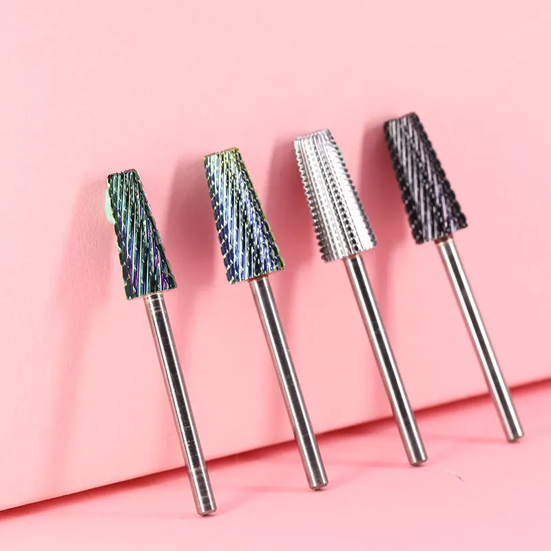 High Quality Tungsten Carbide Nail Drill Bits Steel Manicure Milling Cut F Custom Logo Box Package Tornado Nail Drill Bits Pink