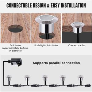 Lampe LED pour terrasse, étanche, DC12V, ampoule encastrée, prise EU/AU/UK/US, pour cour, jardin, marches, escaliers, 10/16 pièces - Product Image 6