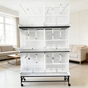 Jaula para Pájaros de Metal Grande Resistente a la Corrosión, Acabado <span class=keywords><strong>con</strong></span> Recubrimiento en Polvo Ecológico, <span class=keywords><strong>Buena</strong></span> Ventilación para Loros, Jaula de Cría de Aves - Product Image 2