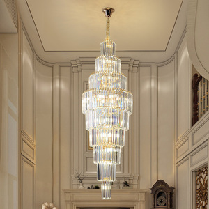 Grand lustre pour bâtiment duplex, lampe de hall en cristal, lustre pour escalier rotatif, lustre post-moderne pour salon de villa - Product Image 3