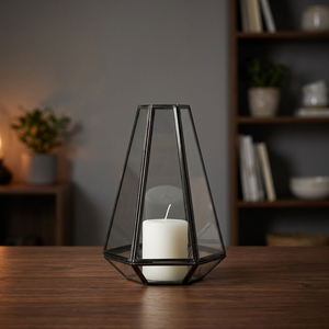 Farol de Hierro Geométrico para Velas, Acabado Negro, Resistente al Calor, Decoración para el Hogar - Product Image 3