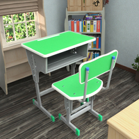 Ensemble table et chaises d'étude en métal et en bois réglables et durables et écologiques pour les étudiants du primaire au collège, à la maison et au bureau