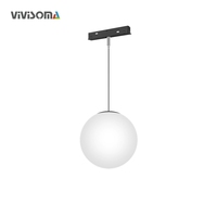 Plafonnier LED moderne en verre rond à faisceau complet sur rail magnétique MT4203020 DC48V, 360° omnidirectionnel, CRI90 élevé, pour usage résidentiel
