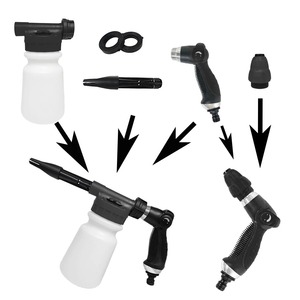 Pistolet de lavage de <span class=keywords><strong>voiture</strong></span> <span class=keywords><strong>électrique</strong></span> réglable avec canon à mousse transparent en cuivre et plastique pour mousse riche, compatible tuyau d'arrosage domestique - Product Image 2
