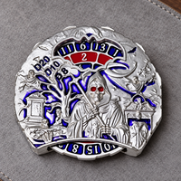 Roue de dés métallique double face 65mm 142g Émail bleu Six dés D20 D10% D12 D8 D6 D4 Jeux de table RPG Halloween