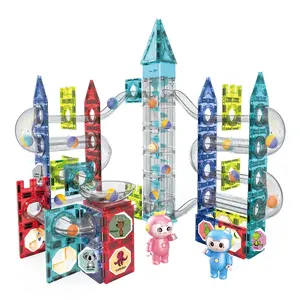 Neueste heiße verkaufen 156pcs elektrische Version DIY Bau magnetische Bausteine Marmor laufen Kugel STEM Rohrs chiene Spielzeug für Kinder