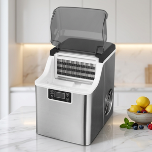 Máquina de Hielo Compacta para el Hogar, Grosor de Cubitos de Hielo Ajustable, Ventana Transparente, Inyección Automática de Agua, Máquina de Hielo de Escritorio - Product Image 1