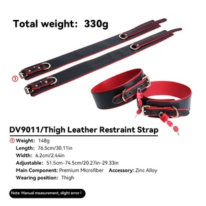 Juego de esposas y correas de cuero rojo y negro, kit de sujeción BDSM para juegos de rol y fetiches para parejas, ¡muy vendido! - Product Image 6
