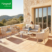 Vente directe d'usine, ensemble de meubles de jardin en aluminium pour 8 personnes, chaises et table en métal pour restaurants et villas