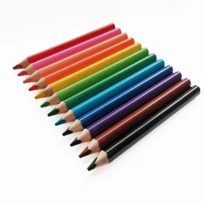 Jumbo color pencil crayons custom logo printed colored pencil set triangular fat 12 colors small baby first pencil