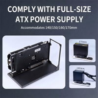 Open-Air Slimsas(8654) EGPU Docking Station PCIe 4.0 X4 Dudukan Kartu Grafis Eksternal ATX Sinkronisasi Daya Basis Logam Buatan Cina