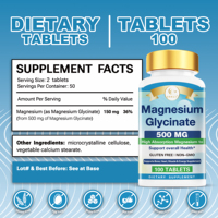 Tablet Kapsul OEM Magnesium Glycinate 500mg - Penyerapan Tinggi 100 Tablet/Botol 2 Pil Sehari untuk Tidur, Mengurangi Stres, dan Otot