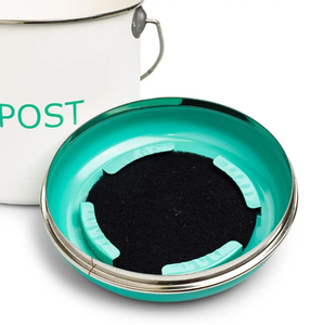 Round Shape Steel Compost <strong>Bin</strong> Indoor <strong>White</strong> Metal Green Lid <strong>Kitchen</strong> Compost <strong>Bin</strong> With Charcoal Filter &amp; Steel Handle - Product Image 4