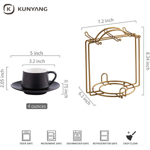 Bán buôn hộ gia đình Espresso gốm Mug <span class=keywords><strong>Cup</strong></span> với chiếc đĩa đầy màu sắc Men tùy chỉnh chén gốm và chiếc đĩa đặt - Product Image 3