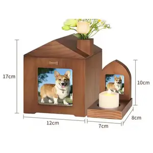 Grenz überschreitende Beerdigung liefert Hunde katze Gedenk box klein Voll holz Foto rahmen Set Holz Haustier Reiseroute Box Großhandel