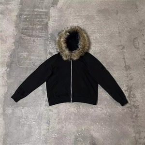 Produttori di abbigliamento 380 personalizzato 500gsm in bianco da uomo in pelliccia sintetica rimovibile con <span class=keywords><strong>cappuccio</strong></span> Vintage lavaggio Zip <span class=keywords><strong>felpa</strong></span> con <span class=keywords><strong>cappuccio</strong></span> per gli uomini - Product Image 4