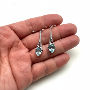 925 Sterling Silver Handmade Gemstone Spinner Blue Topaz Boucles D'oreilles 925 Solide Pierre Femmes Fille Meilleure Qualité Dangle Boucle D'oreille Bijoux - Product Image 1