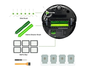 Repuestos de Filtro HEPA y Cepillo Lateral para Aspiradoras iRobot <span class=keywords><strong>Roomba</strong></span> Series <span class=keywords><strong>E</strong></span>, I, J, E5, E6, i7, i6, i1, i2, i3, i3+, i4, i8, E7 - Product Image 2
