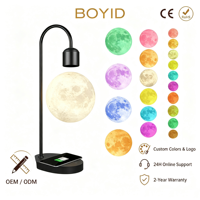 Lampe lunaire à lévitation magnétique noire de qualité supérieure Boyid, imprimée en 3D, grande lampe d'ambiance romantique pour la nuit, module lumineux décoratif