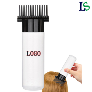 Brosse à cheveux en plastique à presser avec logo personnalisé, brosse démêlante humide et sèche, bouteilles d'applicateur d'huile pour cheveux avec échelle graduée - Product Image 1