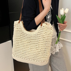 OEM Natural Shopping Straw <b>Tote</b> Bag Women Woven Handbag Summer Beach Bag Lightweight Durable Casual Use - Product Image 3