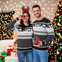 Pull de Noël moche pour homme FNJIA, motif renne et flocon de neige, épais, chaud, tricoté, col confortable, idéal pour les fêtes et les cadeaux