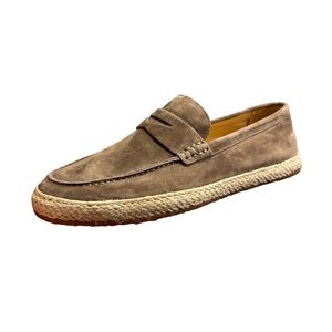 Mocassins Penny pour Hommes en Daim Taupe Faits Main, Décontractés, à Enfiler, avec Boucle, Tige en Cuir Véritable, Confortables, Semelle Intermédiaire en Caoutchouc Antidérapante 3D - Product Image 4