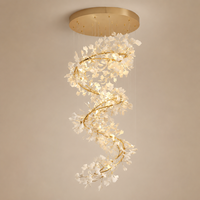 Lustre personnalisé en céramique en forme de feuille de Ginkgo, grand luminaire suspendu artistique LED, protection oculaire, pour villa, escalier, hall d'hôtel, atrium