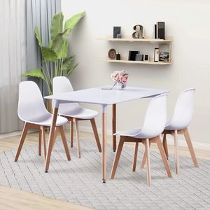 Modern <b>4</b>-Seater Restaurant <b>Set</b> Popular Sale MDF Wooden Table with <b>4</b> Seater Plastic <b>Dining</b> <b>Chair</b> for Hotels - Product Image 6