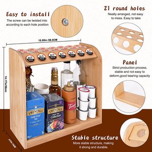 Comptoir de cuisine en bambou de grande capacité, support de capsules de stockage de dosettes de café en bois de bambou Compatible avec <span class=keywords><strong>Nespresso</strong></span> - Product Image 3