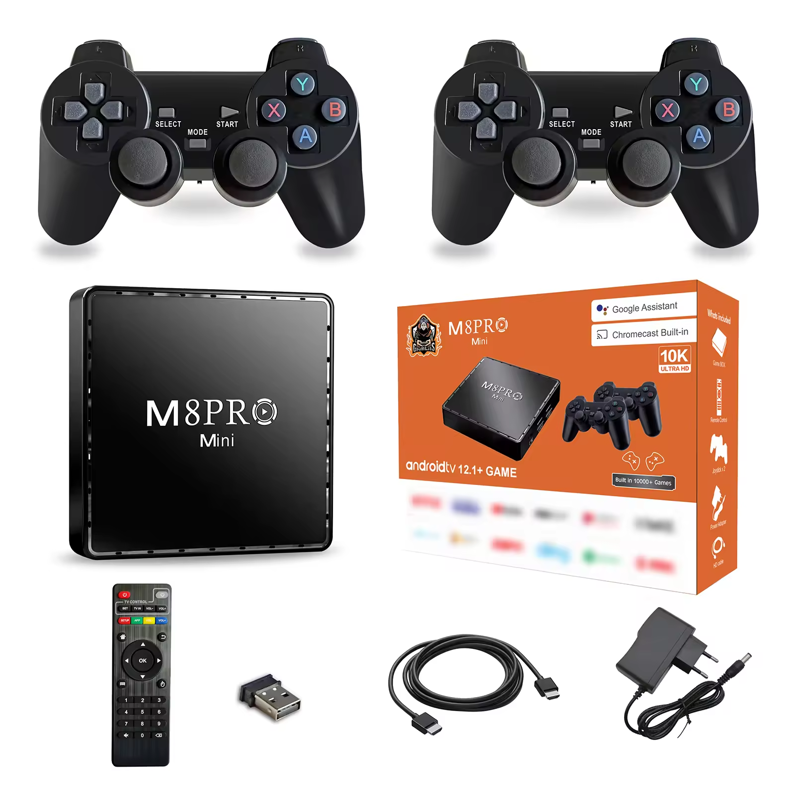 M8 Pro Mini Game TV Box Android 12 giochi Dual system H313 64G 4k smart Retro Console per videogiochi 2.4G Wilress Controller