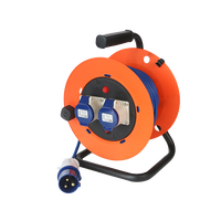 Enrouleur de câble industriel 25m 50m CEE 16A 240V avec double prise, enrouleur PP, cadre en fer triangulaire, câbles 1,5mm et 2,5mm