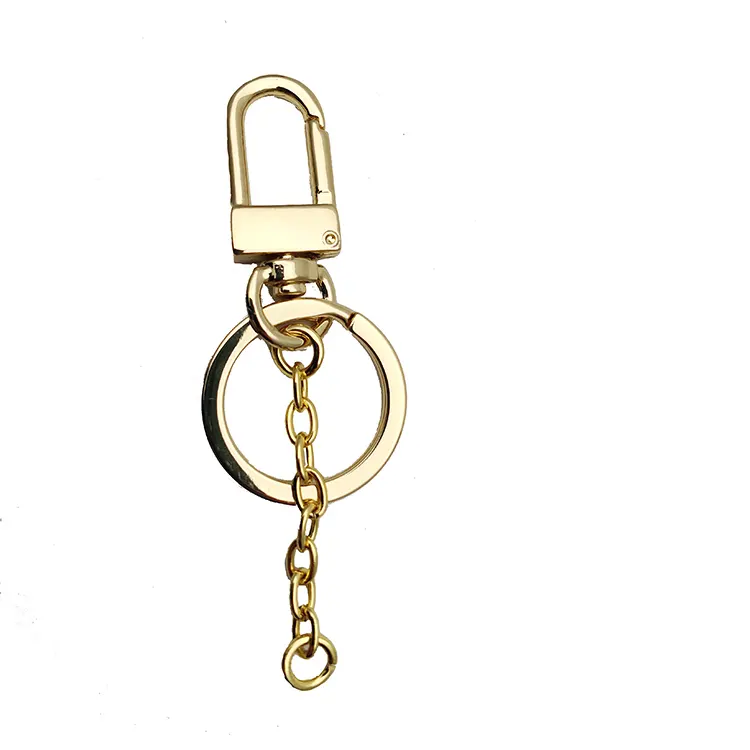 Custom Flat Snap Hook Keychain Split Keyring Chain Gold Keychain DIY Metal Zinc Alloy Keychain Accessories