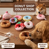 Jouets en peluche pour chiens Donut, couineurs, saveurs chocolat, fraise, baies, jouets à mâcher durables pour chiots, jouets interactifs en forme de dessert pour animaux de compagnie