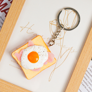 Hot Sale Simulated Open Sandwich Keychains Realistic Plastic Dessert Food Key Chains for Display Art Craft Props <b>Cute</b> Funny Gift - Product Image 4