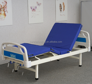 Double Crank Manual Hospital <b>Bed</b> with ABS Head/Foot Boards, Mattress, <b>Side</b> Rails, Dining Table, Casters, and IV Pole. - Product Image 2